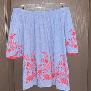 Light blue off the shoulder top